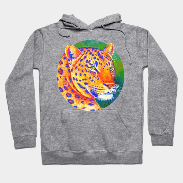 Queen of the Jungle - Colorful Leopard Hoodie by rebeccawangart